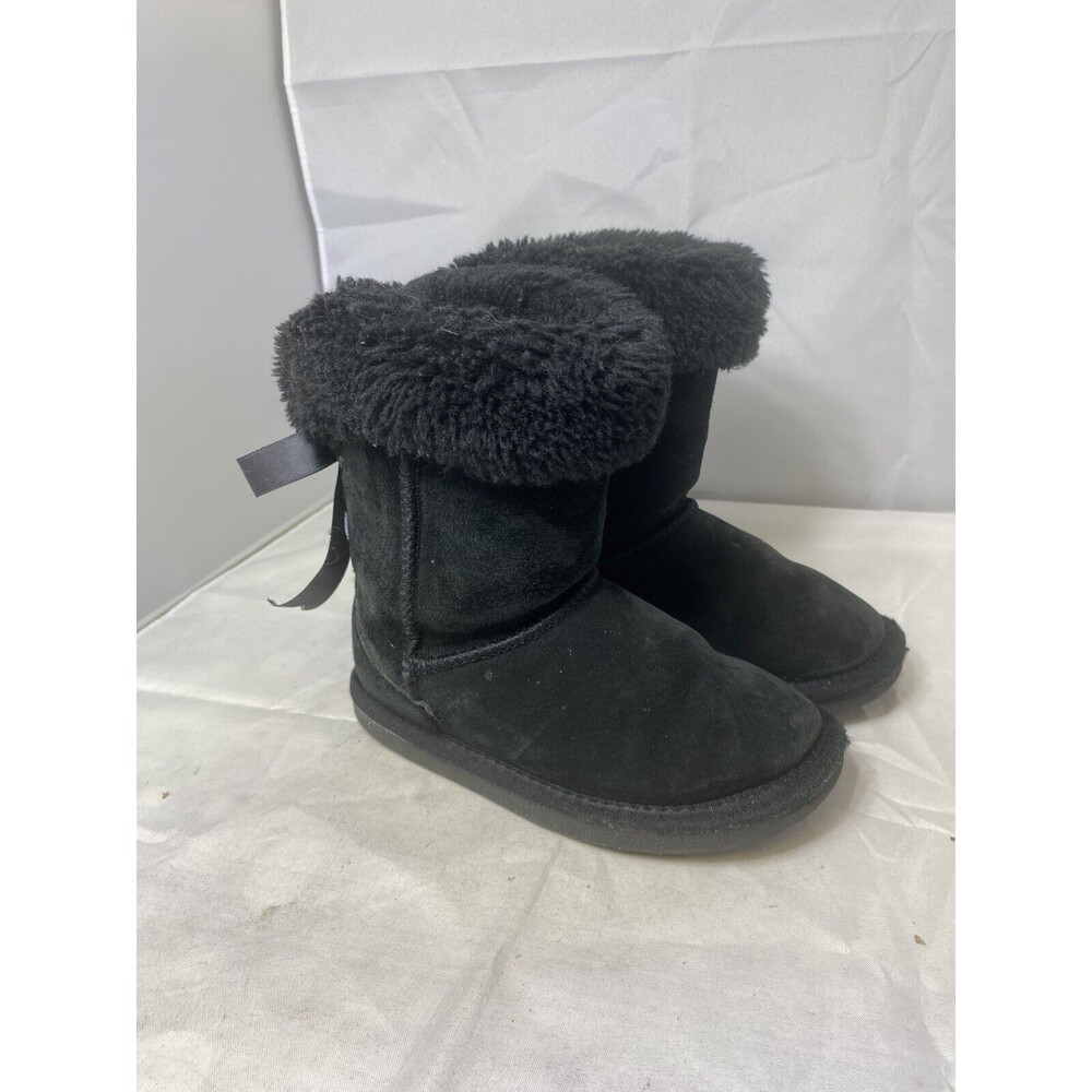 LAMO Suede Girls Pull-On Fleece Lined Winter Snow Black Boots/Shoes Size 12y